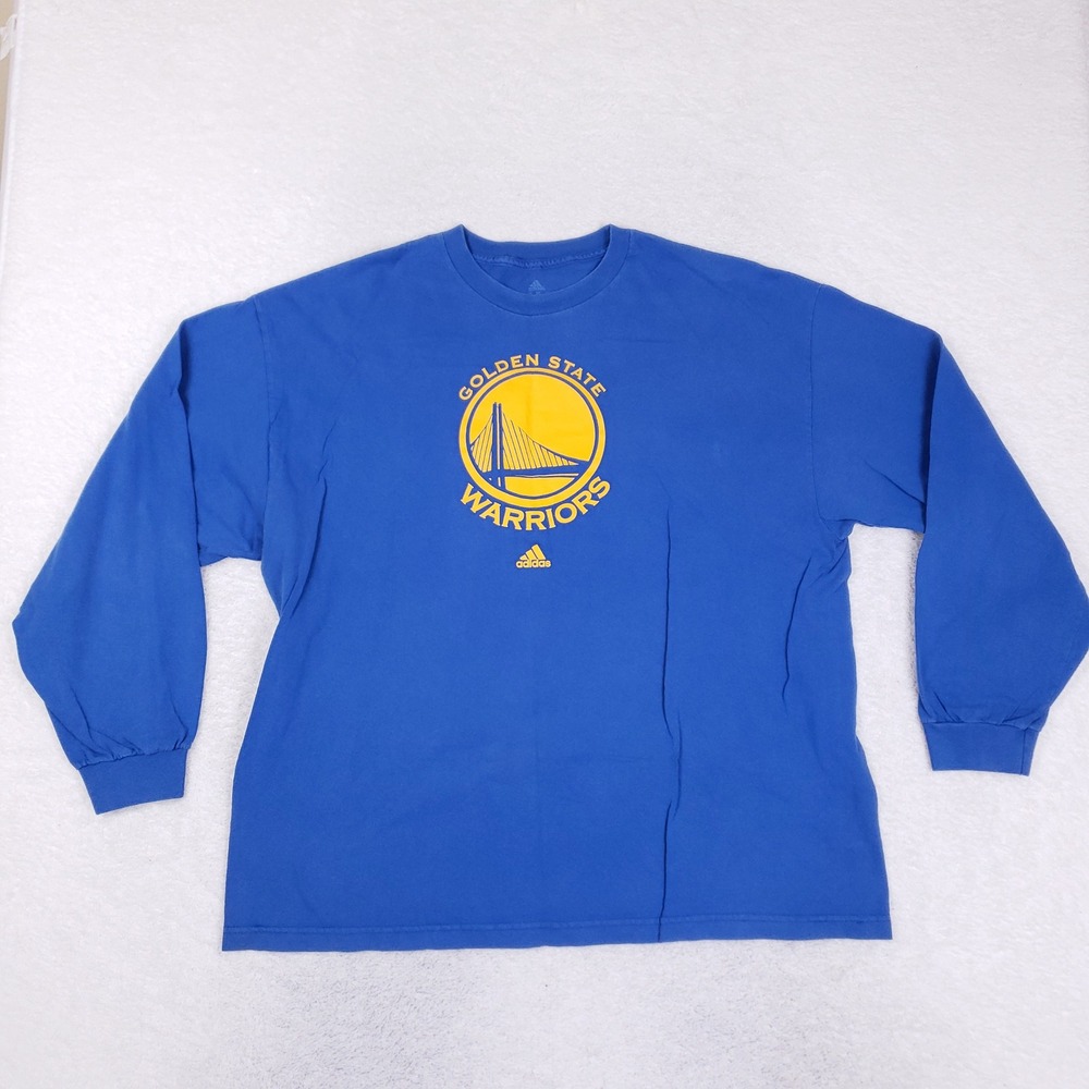 Adidas Golden State Warriors Long Sleeve Shirt Mens 2XL Blue NBA Basketball Fan